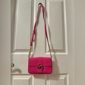 Michael Kors Hot Pink Crossbody Bag with Gold Hardware